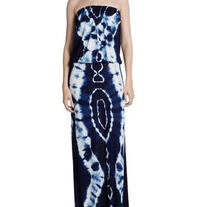 Blue Sydney Strapless Shibori Maxi Dress